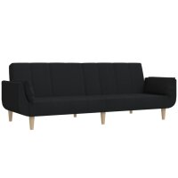 vidaXL Schlafsofa 2-Sitzer mit 2 Kissen Schwarz Stoff