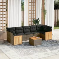 vidaXL 8-tlg. Garten-Sofagarnitur mit Kissen Grau Poly Rattan