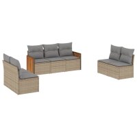 vidaXL 7-tlg. Garten-Sofagarnitur mit Kissen Beige Poly...