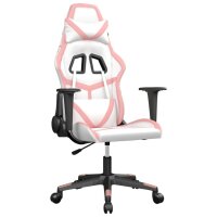 vidaXL Gaming-Stuhl mit Massagefunktion Weiß und Rosa Kunstleder