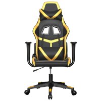 vidaXL Gaming-Stuhl mit Massagefunktion Schwarz &amp; Golden Kunstleder