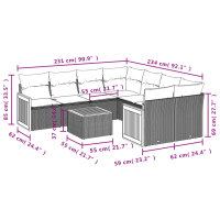 vidaXL 9-tlg. Garten-Sofagarnitur mit Kissen Schwarz Poly Rattan