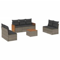 vidaXL 8-tlg. Garten-Sofagarnitur mit Kissen Grau Poly Rattan