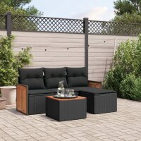 vidaXL 5-tlg. Garten-Sofagarnitur mit Kissen Schwarz Poly...