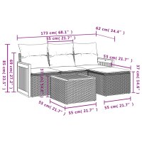 vidaXL 5-tlg. Garten-Sofagarnitur mit Kissen Schwarz Poly Rattan