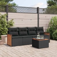 vidaXL 5-tlg. Garten-Sofagarnitur mit Kissen Schwarz Poly...