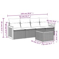 vidaXL 5-tlg. Garten-Sofagarnitur mit Kissen Grau Poly Rattan