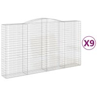 vidaXL Gabionen mit Hochbogen 9 Stk. 400x50x220/240cm Verzinktes Eisen