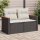 vidaXL Gartensofa mit Kissen 2-Sitzer Schwarz Poly Rattan