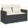 vidaXL Gartensofa mit Kissen 2-Sitzer Schwarz Poly Rattan