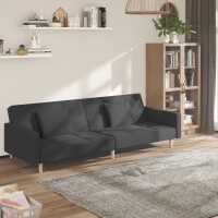 vidaXL Schlafsofa 2-Sitzer mit 2 Kissen Dunkelgrau Stoff