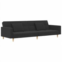 vidaXL Schlafsofa 2-Sitzer mit 2 Kissen Dunkelgrau Stoff