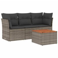 vidaXL 4-tlg. Garten-Sofagarnitur mit Kissen Grau Poly...