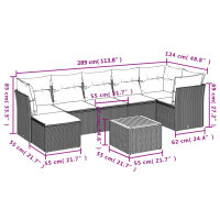 vidaXL 8-tlg. Garten-Sofagarnitur mit Kissen Grau Poly Rattan