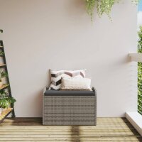 vidaXL Sitzbank mit Stauraum &amp; Kissen Grau 80x51x52 cm Poly Rattan