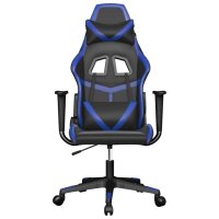 vidaXL Gaming-Stuhl mit Massagefunktion Schwarz und Blau Kunstleder