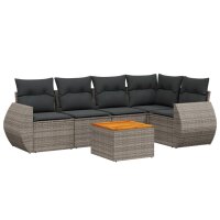 vidaXL 6-tlg. Garten-Sofagarnitur mit Kissen Grau Poly Rattan