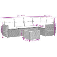 vidaXL 6-tlg. Garten-Sofagarnitur mit Kissen Grau Poly Rattan