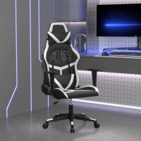 vidaXL Gaming-Stuhl mit Massagefunktion Schwarz und Weiß Kunstleder