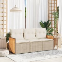 vidaXL 3-tlg. Garten-Sofagarnitur mit Kissen Beige Poly...