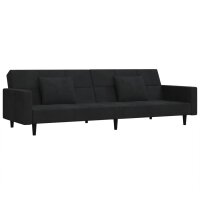 vidaXL Schlafsofa 2-Sitzer mit 2 Kissen Schwarz Samt