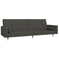 vidaXL Schlafsofa 2-Sitzer mit 2 Kissen Dunkelgrau Samt