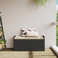 vidaXL Sitzbank mit Stauraum &amp; Kissen Schwarz 115x51x52 cm Poly Rattan