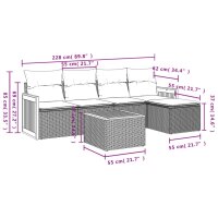 vidaXL 6-tlg. Garten-Sofagarnitur mit Kissen Schwarz Poly Rattan