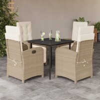 vidaXL 5-tlg. Garten-Essgruppe mit Kissen Beige Poly Rattan