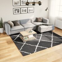 vidaXL Teppich Shaggy Hochflor Modern Schwarz und Creme...