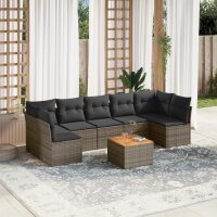 vidaXL 8-tlg. Garten-Sofagarnitur mit Kissen Grau Poly...