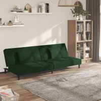 vidaXL Schlafsofa 2-Sitzer mit 2 Kissen Dunkelgrün Samt