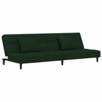 vidaXL Schlafsofa 2-Sitzer mit 2 Kissen Dunkelgrün Samt