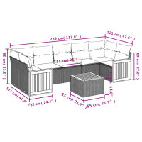 vidaXL 8-tlg. Garten-Sofagarnitur mit Kissen Schwarz Poly Rattan