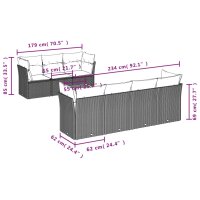 vidaXL 8-tlg. Garten-Sofagarnitur mit Kissen Schwarz Poly Rattan