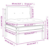 vidaXL Gartensofa ohne Armlehnen mit Kissen 2 Stk. Wachsbraun Kiefer