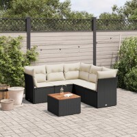 vidaXL 6-tlg. Garten-Sofagarnitur mit Kissen Schwarz Poly...