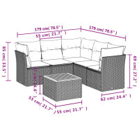 vidaXL 6-tlg. Garten-Sofagarnitur mit Kissen Schwarz Poly Rattan