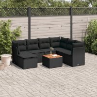 vidaXL 8-tlg. Garten-Sofagarnitur mit Kissen Schwarz Poly...