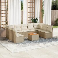 vidaXL 10-tlg. Garten-Sofagarnitur mit Kissen Beige Poly...