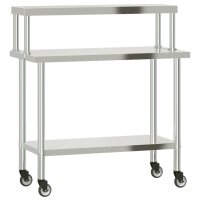 vidaXL Küchen-Arbeitstisch mit Aufsatzboard...