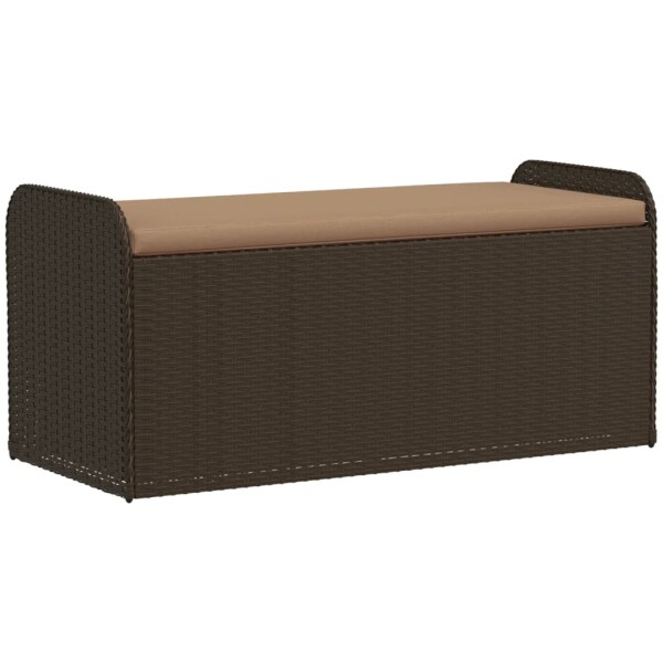 vidaXL Sitzbank mit Stauraum &amp; Kissen Braun 115x51x52 cm Poly Rattan