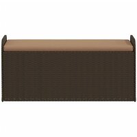 vidaXL Sitzbank mit Stauraum &amp; Kissen Braun 115x51x52 cm Poly Rattan