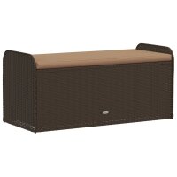 vidaXL Sitzbank mit Stauraum &amp; Kissen Braun 115x51x52 cm Poly Rattan