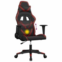 vidaXL Gaming-Stuhl mit Massagefunktion Schwarz und Weinrot Kunstleder