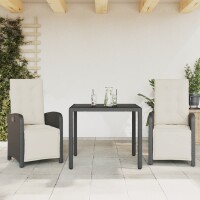 vidaXL 3-tlg. Bistro-Set mit Kissen Schwarz Poly Rattan