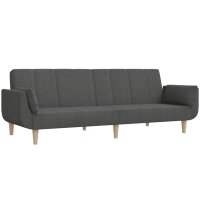 vidaXL Schlafsofa 2-Sitzer mit 2 Kissen Dunkelgrau Stoff