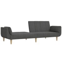 vidaXL Schlafsofa 2-Sitzer mit 2 Kissen Dunkelgrau Stoff