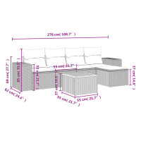 vidaXL 6-tlg. Garten-Sofagarnitur mit Kissen Grau Poly Rattan