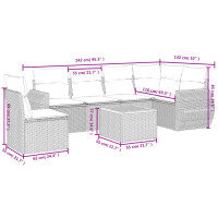 vidaXL 7-tlg. Garten-Sofagarnitur mit Kissen Schwarz Poly Rattan